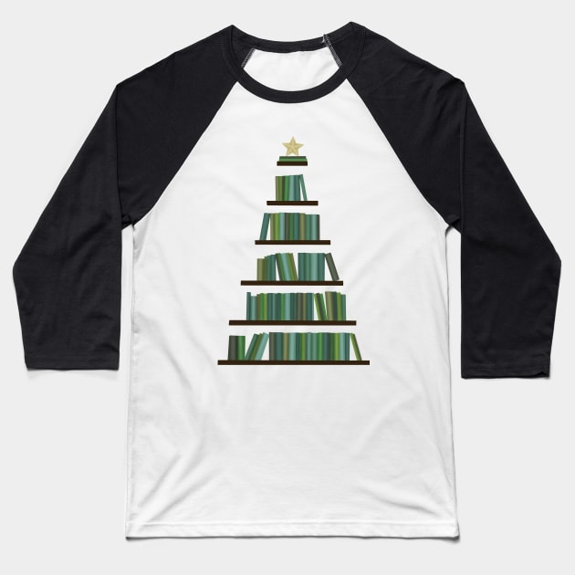 Bookmas tree (christmas) Baseball T-Shirt by Becky-Marie